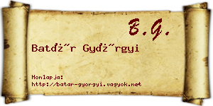 Batár Györgyi névjegykártya